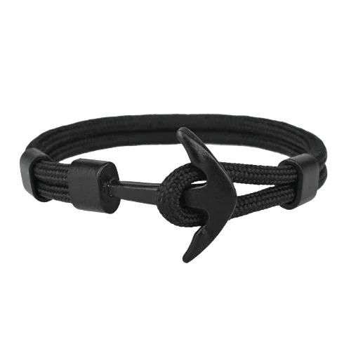 Classy Men All Black Anchor Bracelet