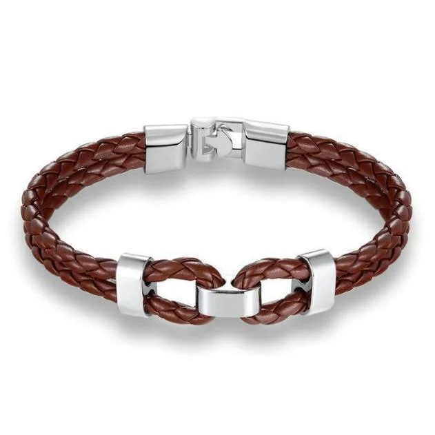 Classy Men Brown Leather Bracelet