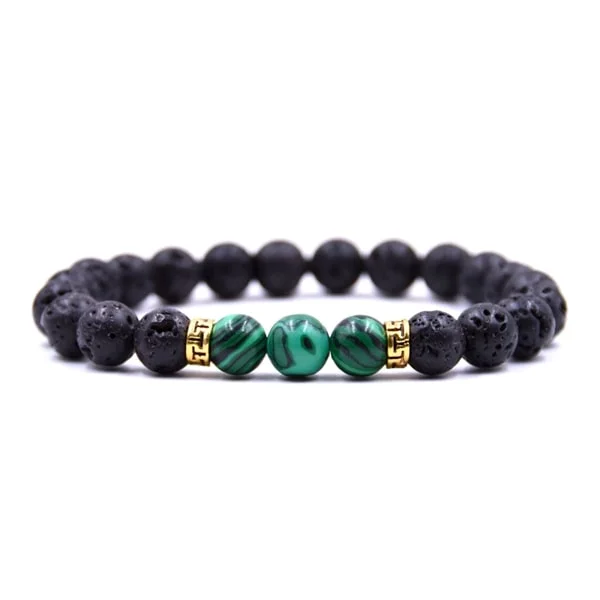 Classy Men Bracelet Lava Stone Green