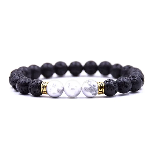 Classy Men Bracelet Lava Stone White