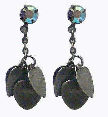 Small Dangle Heart Earrings Dark Nickel Color OR89250-22