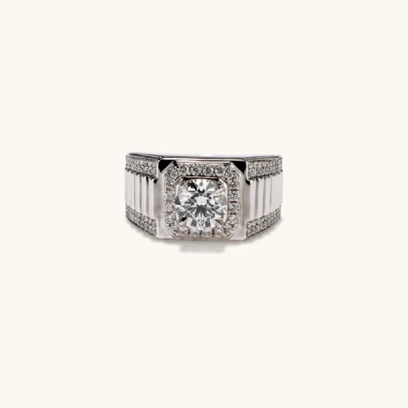 1.57 Round Brilliant Cut Lab Diamond Men's Ring