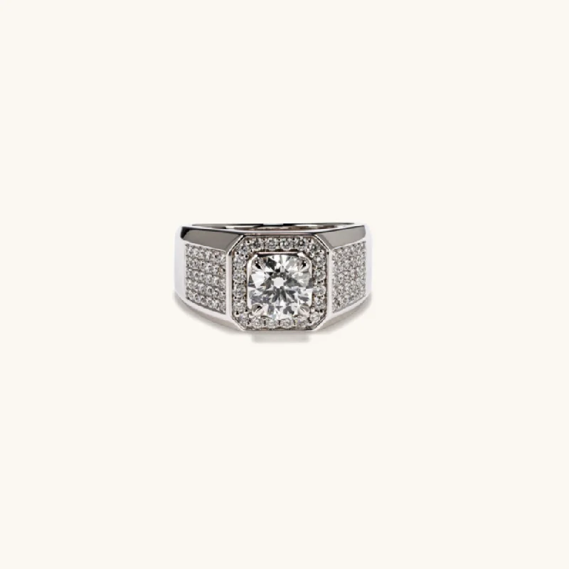 1.58 Round Brilliant Cut Lab Diamond Men's Ring