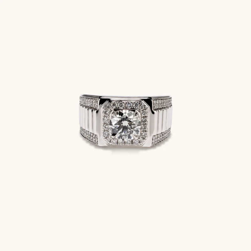 1.59 Round Brilliant Cut Lab Diamond Men's Ring