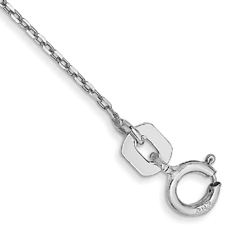 14k White Gold 0.8mm Diamond-Cut Cable with Spring Ring Clasp Chain Anklet, 10"