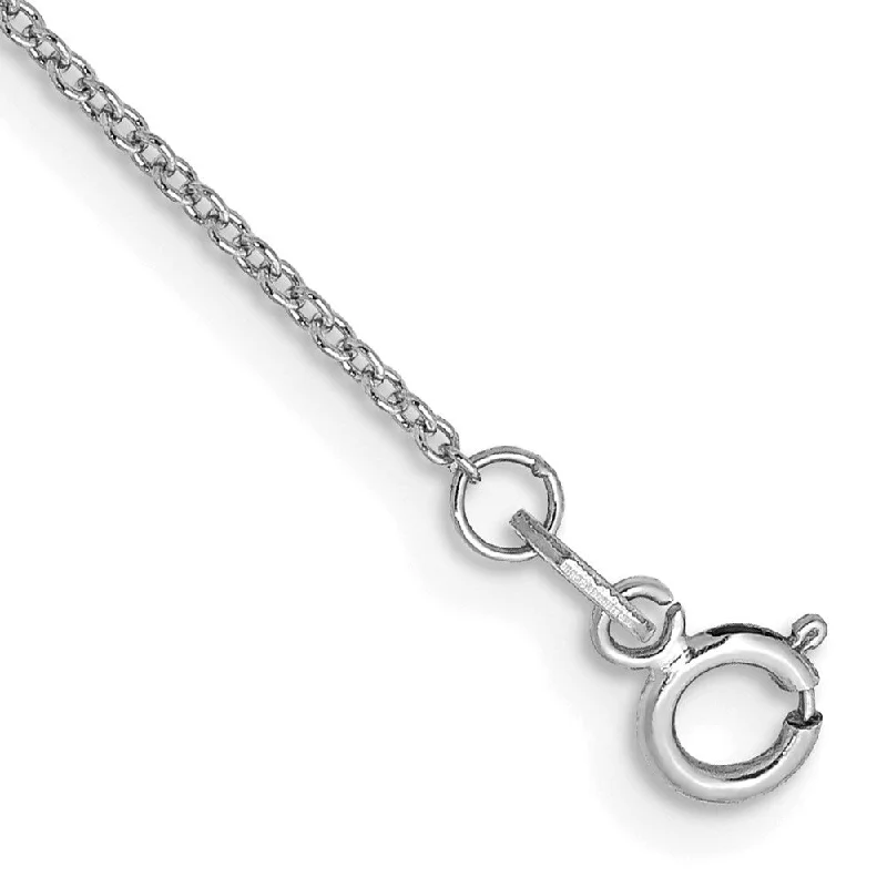 14k White Gold 0.9mm Cable with Spring Ring Clasp Chain Anklet, 10"