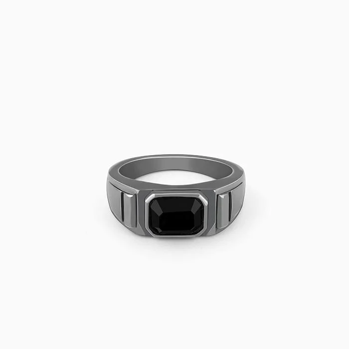 Black Rhodium Observant Ring For Him