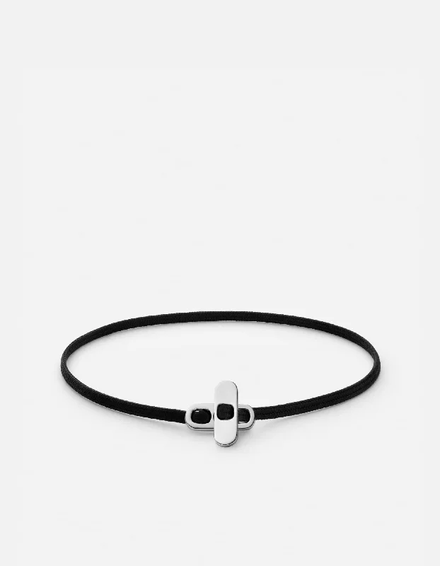 Metric 2.5mm Rope Bracelet, Sterling Silver/Black