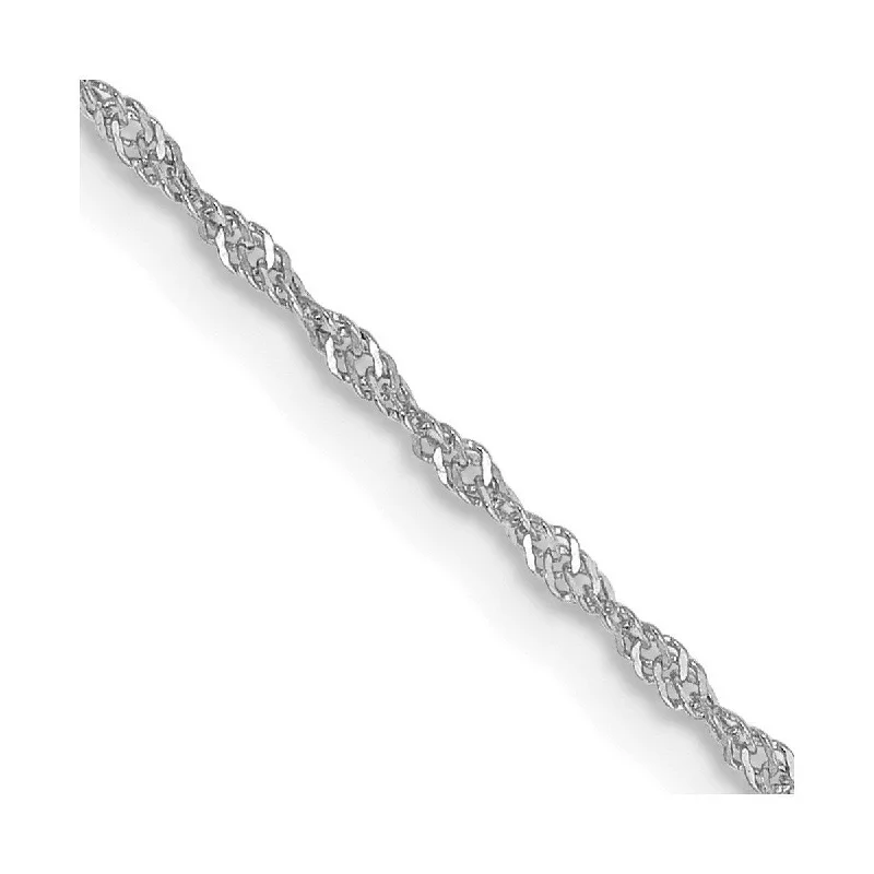 Curata 14k White Gold 9" or 10" 1.1mm Singapore Chain Anklet (Spring-ring)