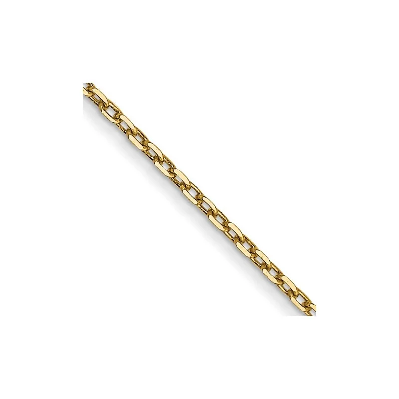 Curata 14k Yellow Gold 9" or 10" 0.8mm Diamond Cut Cable Chain Anklet (Spring-ring)