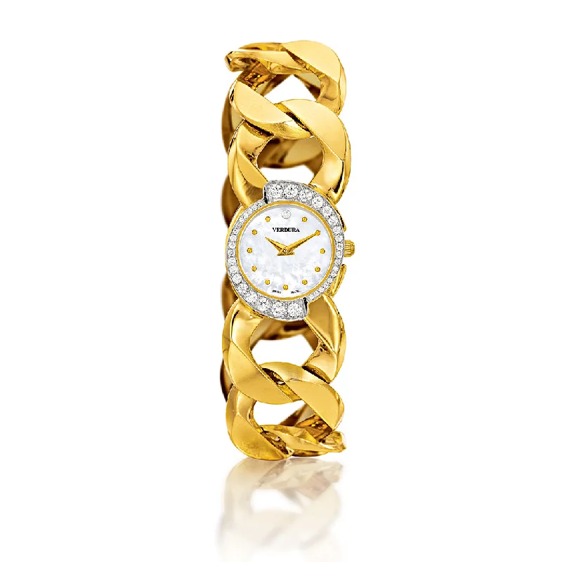 Curb-Link Bracelet Watch with Diamonds