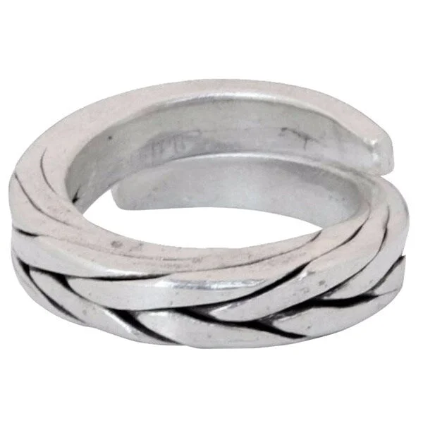 Handmade Men's Silver 'Hill Tribe Braid' Wrap Ring (Thailand)