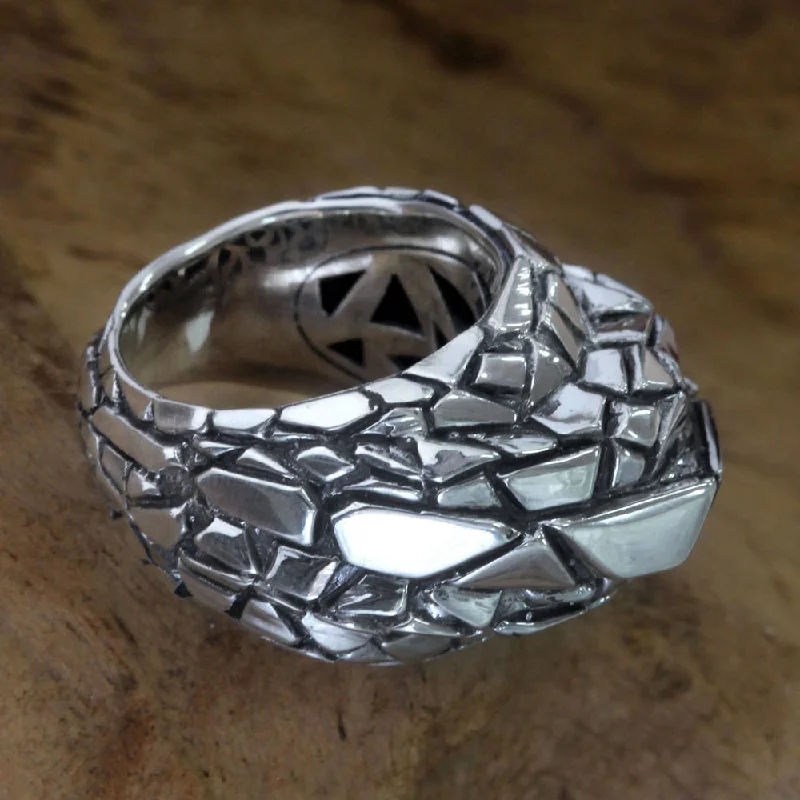 Handmade Men's Sterling Silver 'Glacier' Ring (Indonesia)