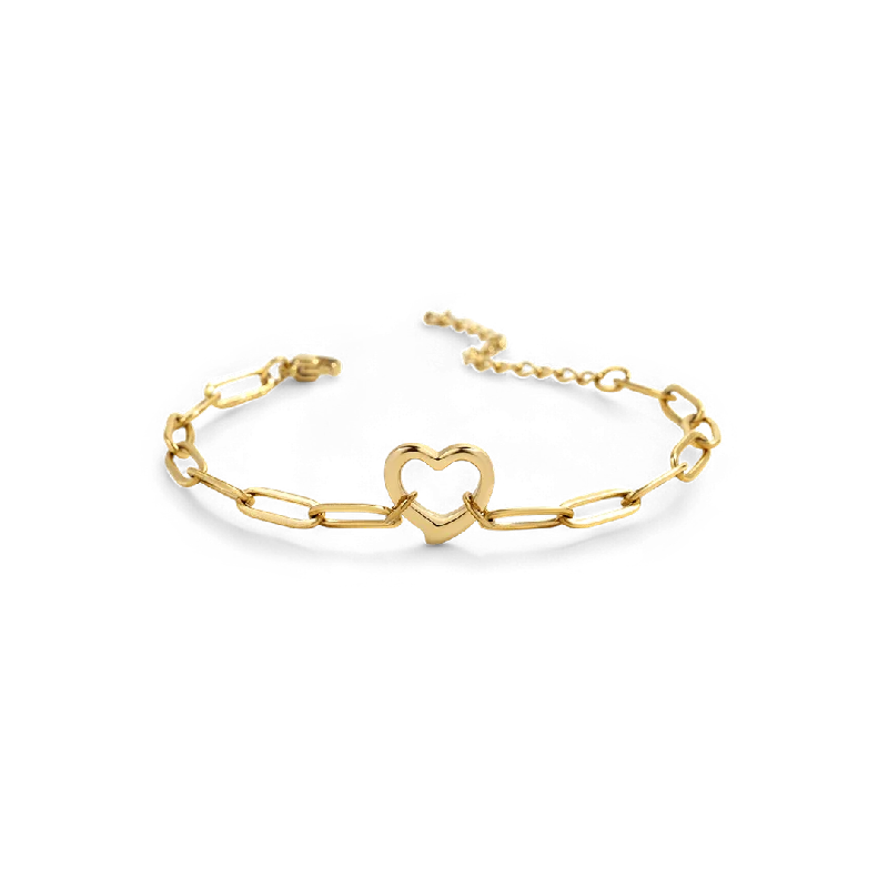 Open Heart Paperclip Chain Bracelet