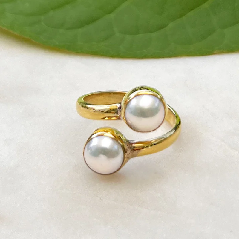 Pearls of Wisdom Adjustable Ring - Brass, Indonesia