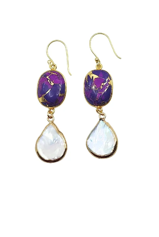 Rome Earring in Purple Mojave and Pearl