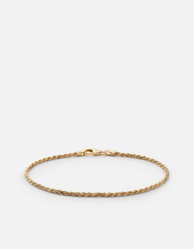 1.8 Rope Chain Bracelet, 14k Gold