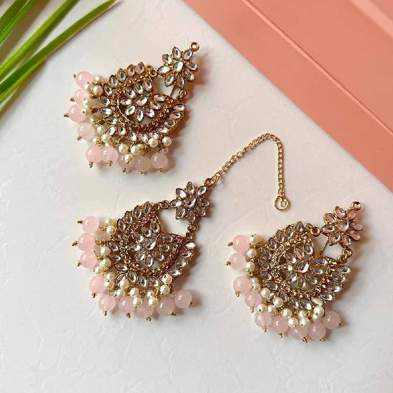 Sameera Earrings/Teeka Set (Baby Pink)