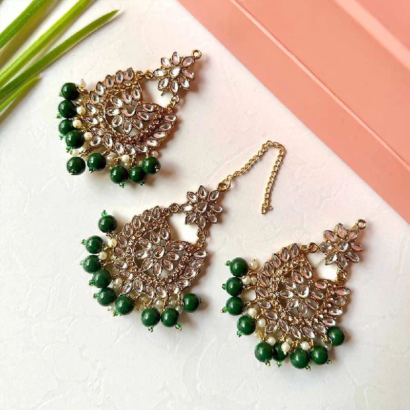 Sameera Earrings/Teeka Set (Green)