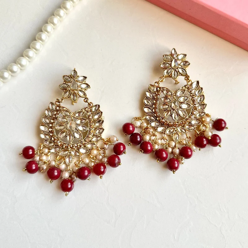 Sameera Earrings (Golden Maroon)