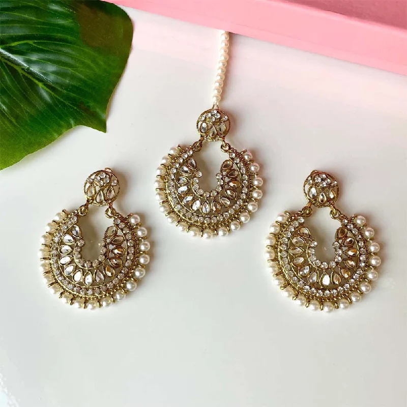 Sehar Earrings and Teeka Set(Golden)