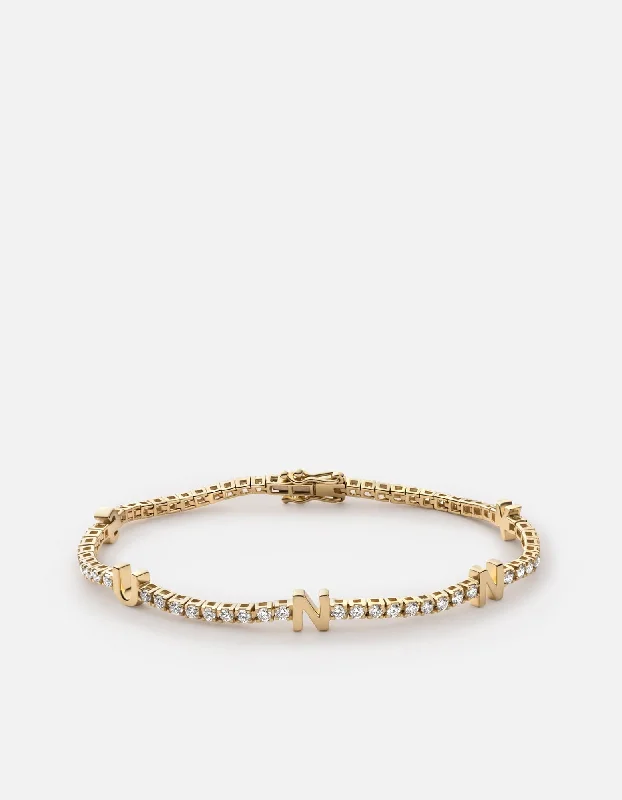 Signature Tennis Bracelet, 14k Gold Pavé