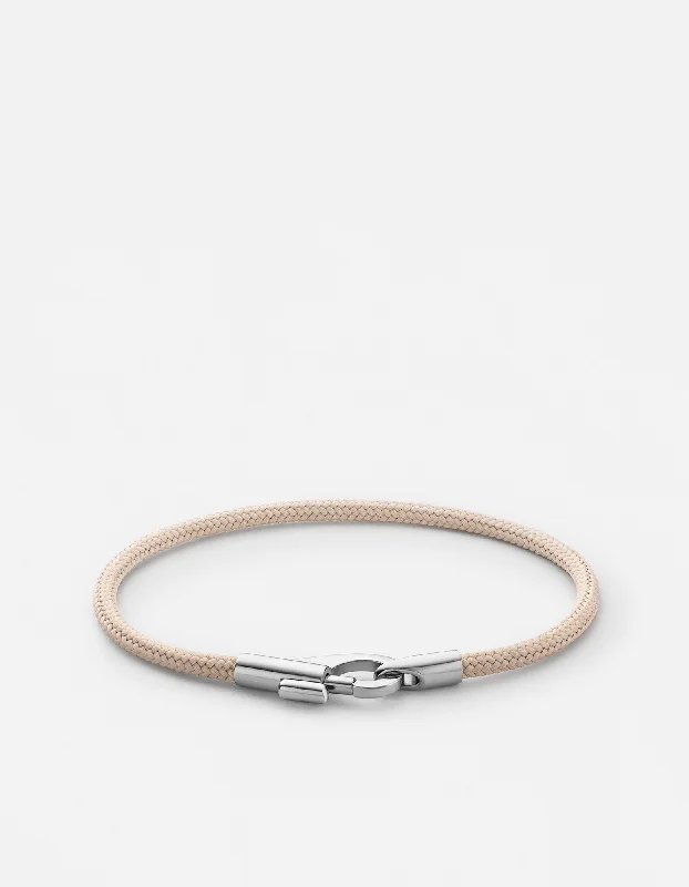 Snap Rope Bracelet, Sterling Silver/Tan