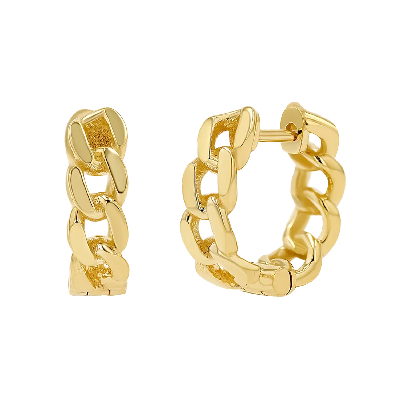 Cuban Link Huggies Hoop Earrings