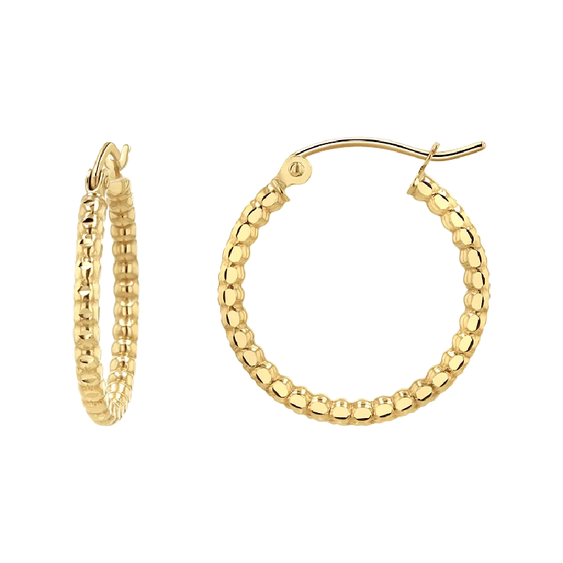 Diamond Cut Bead Hoop Earrings