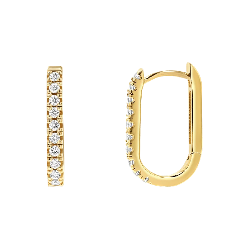 Diamond U-Pave Paper Clip Huggie Earrings