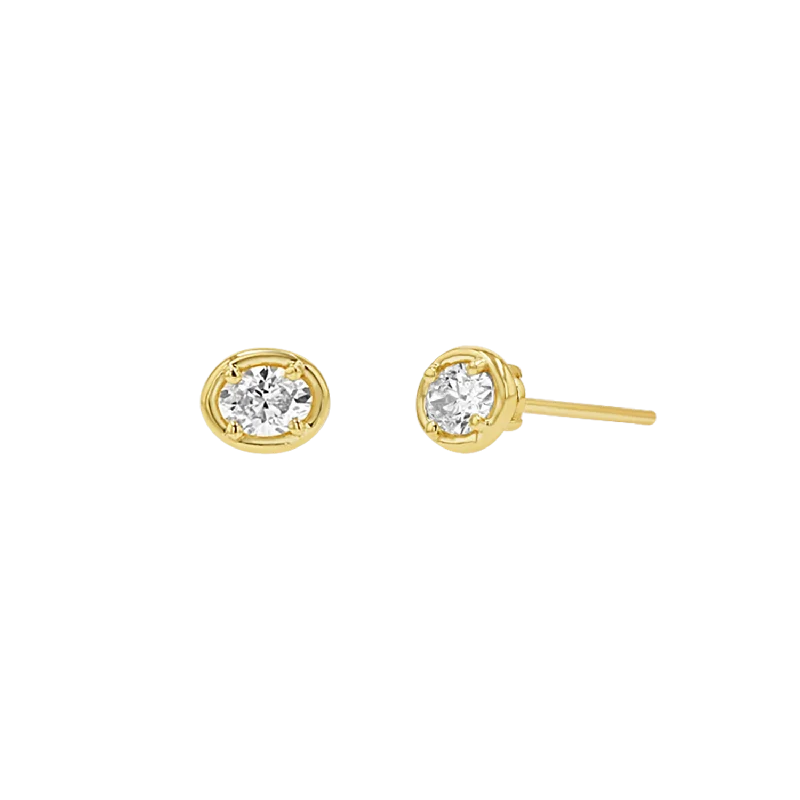 Oval Diamond Stud Earrings