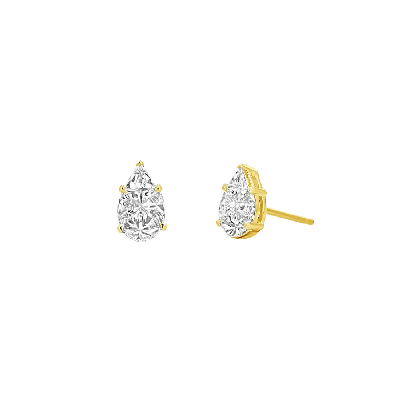 Pear Shape Illusion Set Diamond Stud Earrings