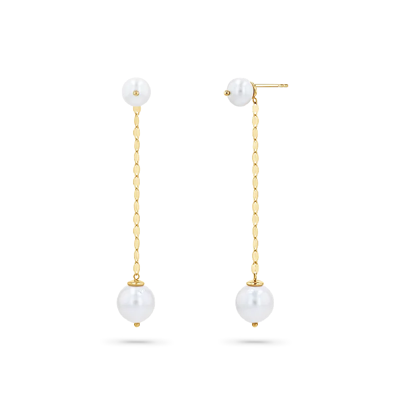 Pearl Drop Demure Chain Earrings