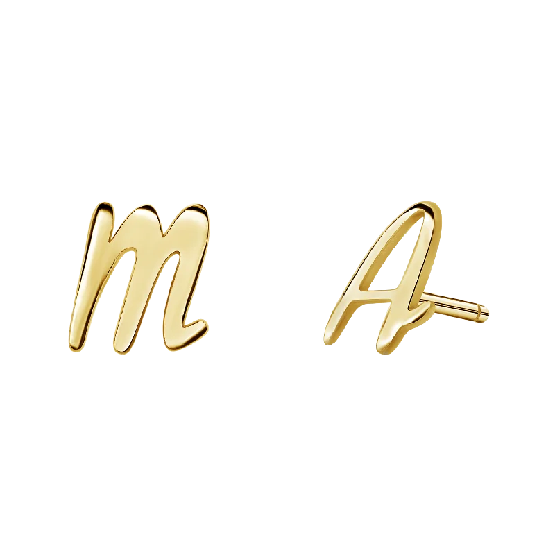 Script Letter Stud Earrings