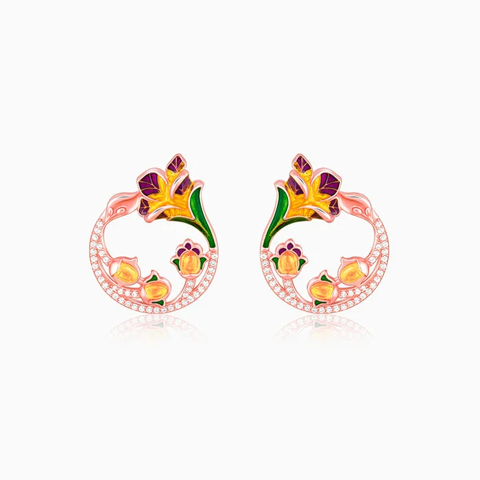 Rose Gold Graces Bell Mallow Earrings