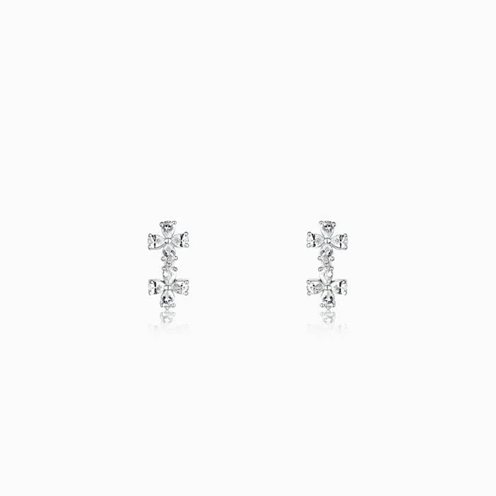 Silver Bedstraw Flower Earrings