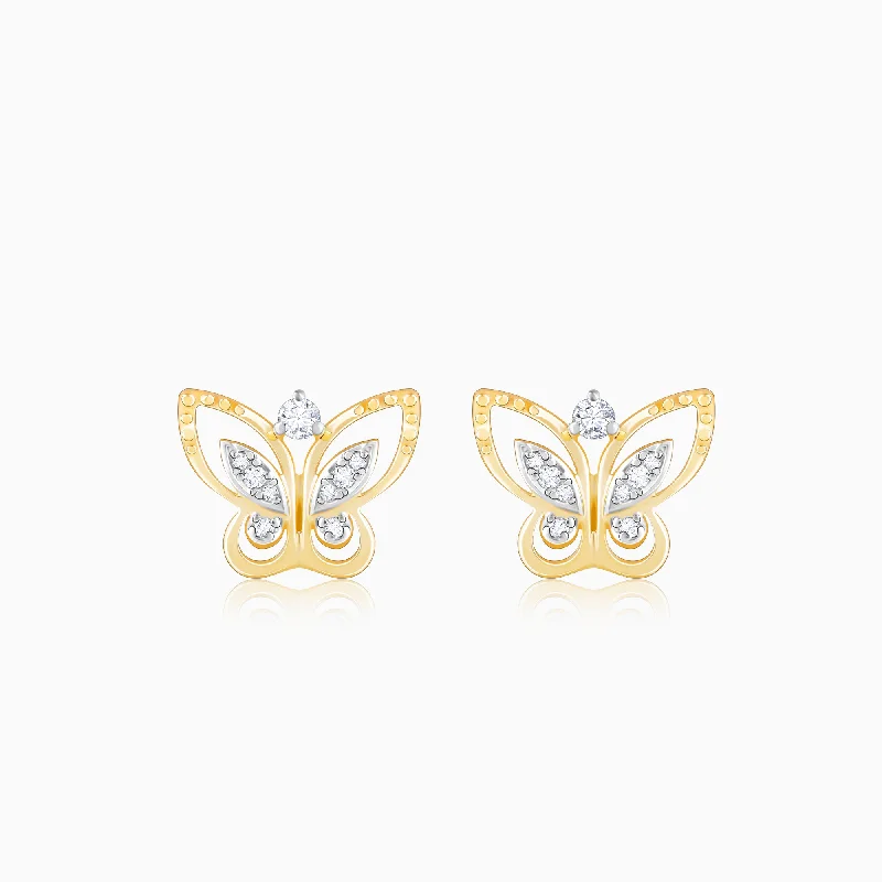 Gold Butterfly Diamond Earrings