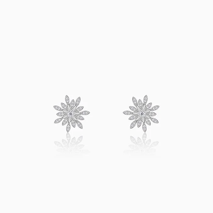 Silver Classic Flower Romance Earrings