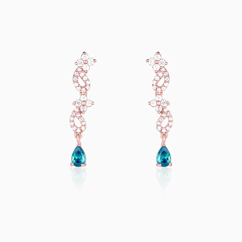 Rose Gold Blue Moon Earrings