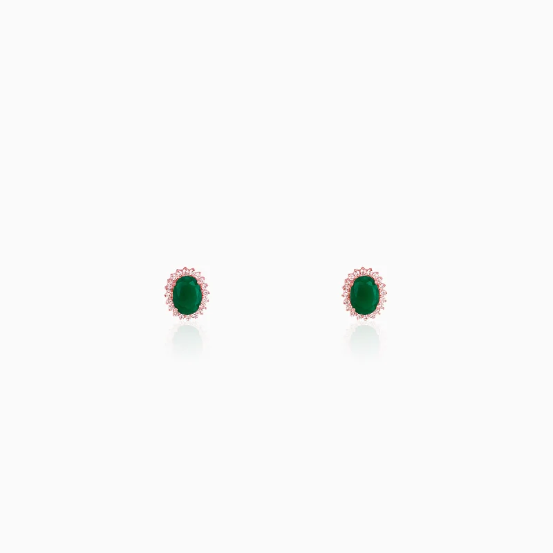 Rose Gold Evergreen Halo Studs