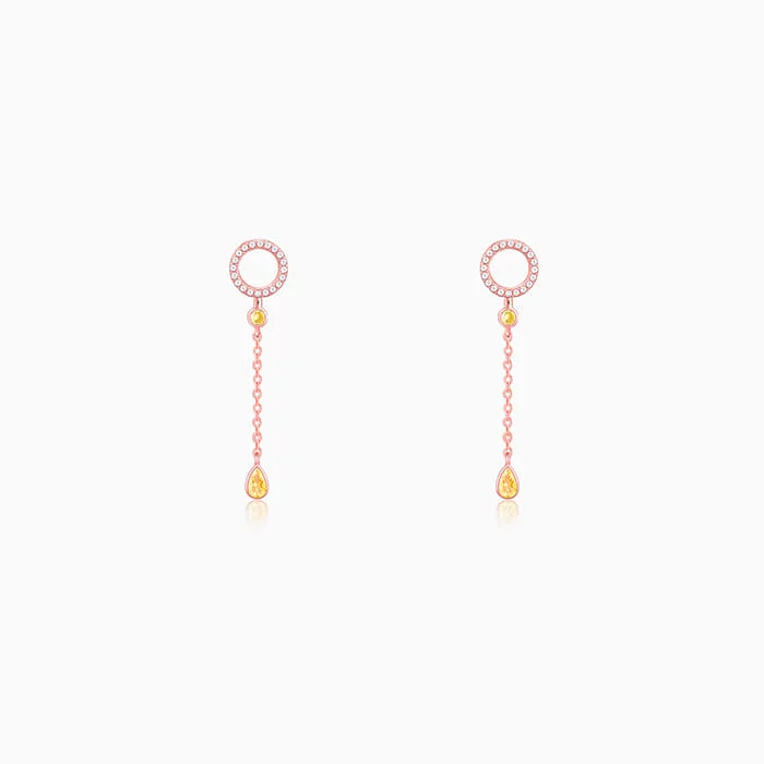 Rose Gold Swinging Bird Earrings