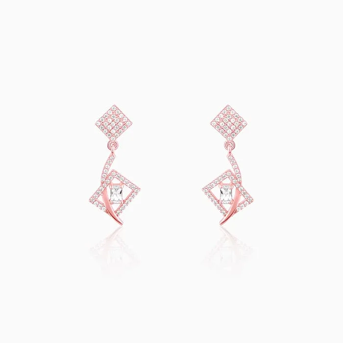 Rose Gold Zircon Studded Twig Earrings