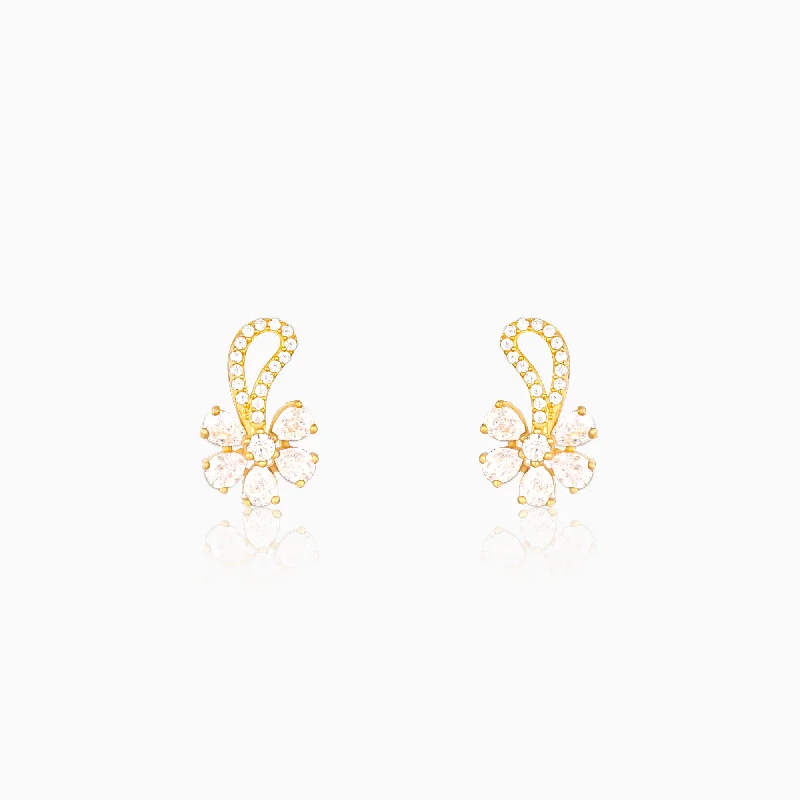 Golden White Floral Damsel Earrings