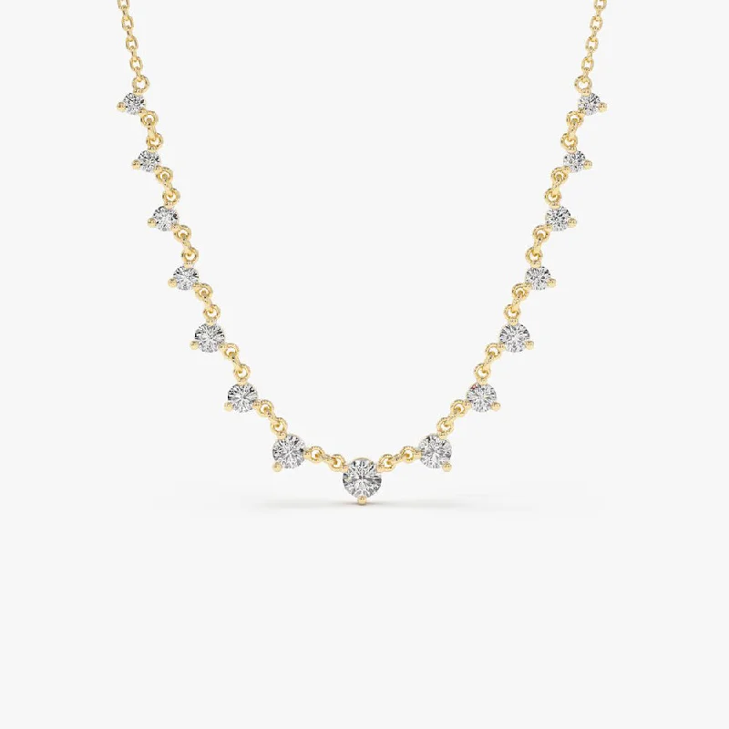 14k 0.85 ctw Solitaire Diamond Graduating Necklace