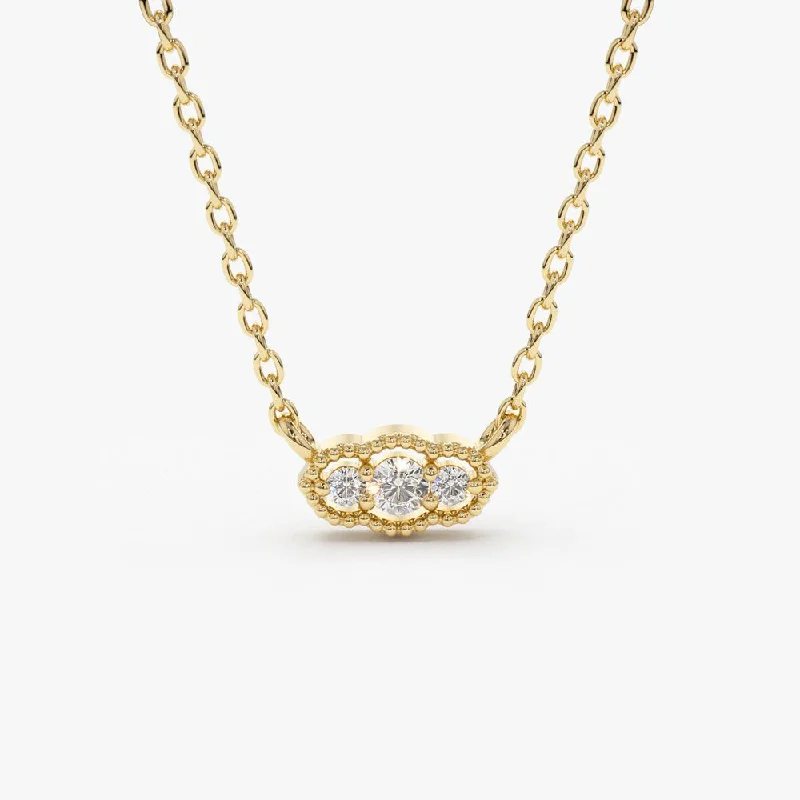 14k  Art Deco Trio Diamond Necklace