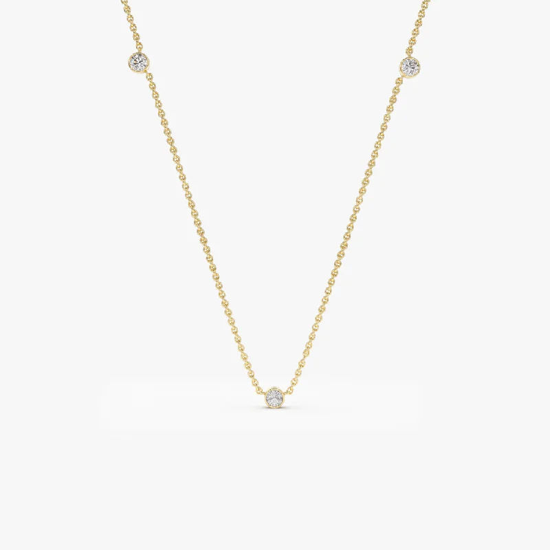 14k Bezel Setting Diamond by the Yard Necklace