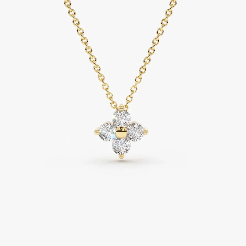 14K Gold Diamond Clover Necklace