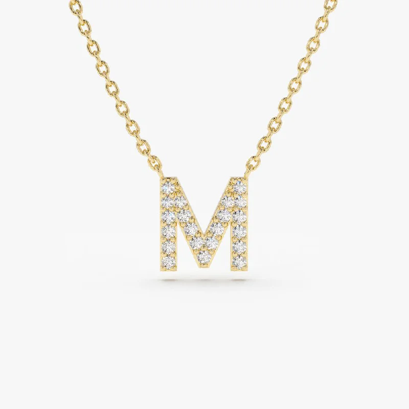 14K Gold Diamond Initial Necklace