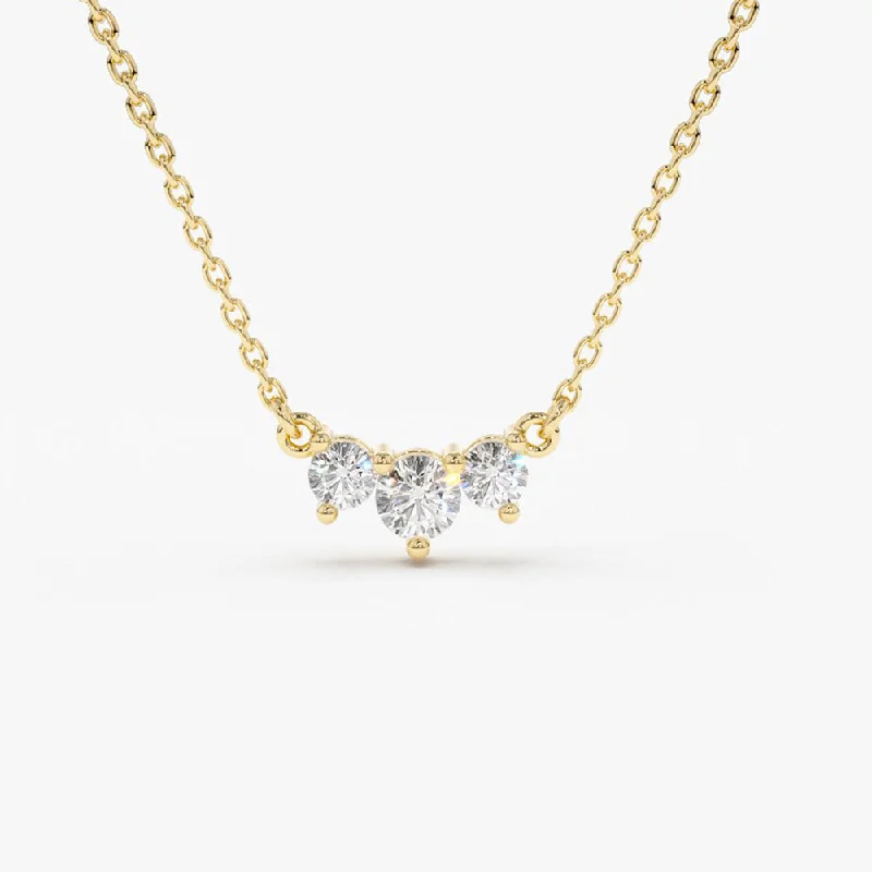 14K Gold Classic Trio Diamond Necklace