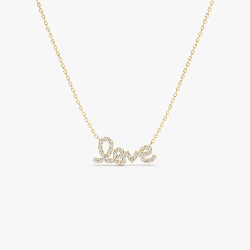 14k Gold Diamond Love Necklace